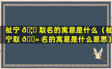 祉宁 🦆 取名的寓意是什么（祉宁取 🌻 名的寓意是什么意思）